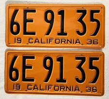 1936 California License Plates Pair. DMV Clear, Restored, Show Quality. picture