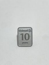 Walmart 10 Years Silver Tone Employee Enamel Greeter Lapel Pin Pinback picture
