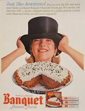 1964 Banquet Chocolate Cream Pie Frozen Food Print Ad Meredith MacRae picture