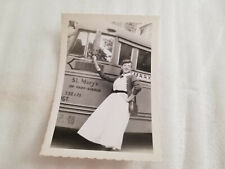 VINTAGE 1950'S B&W CUTE YOUNG WOMAN ST. MARY'S BUS PHOTO picture