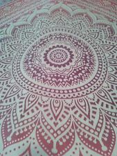 Vintage Boho Rairang India Cotton Purple Pink White Tablecloth Bedspread ~79x87 picture