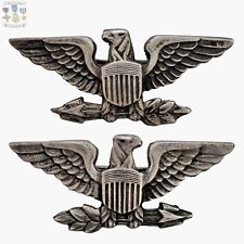 ✬LUX✬ WWII US COLONEL & CAPTAIN INSIGNIA “WAR 🦅 EAGLES” LUXENBERG STERLING   #3 picture