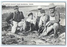 c1910's Alligator Caught Near Blessing Texas TX, Boys Unposted Antique Postcard picture