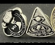Lot Of 2 Apollo Lunar Mission Lapel Pins 7 VII & 8 VIII NASA Silver Vntg NOS picture