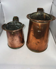 Primitive Copper Measuring pitchers 1qt, 1 pint.patina Riveted Antique picture