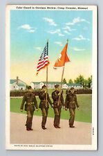 Camp Crowder MO-Missouri, Color Guard In Garrison Review, Vintage Postcard picture