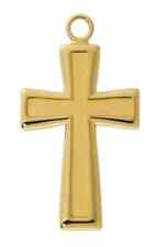 Deluxe Gold Toned Cross With Textured Inlay Pendant on Plated Chain, 24 In picture