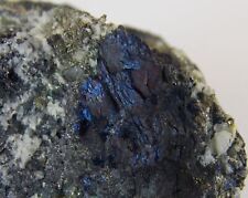 COVELLITE CRYSTALS and CHALCOCITE - 3 cm - LEONARD MINE, BUTTE, MONTANA 28322 picture
