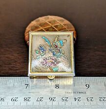 Vintage Cloisonne Butterfly & Flower Trinket Pill Box w/ Button Latch *COLORFUL* picture