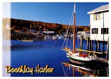 postcard 4x6 Sailboat floats in Boothbay Harbor Maine 6630 picture