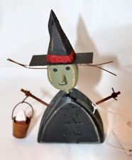 Primitives by Kathy Halloween Chunky Witch Sitter Vintage Look Rustic Fall  picture