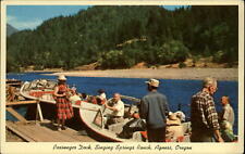 Agness Oregon Singing Springs Ranch Passenger Boat Dock 1950s clothes postcard picture