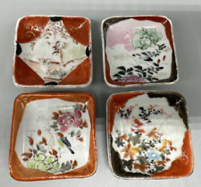 Vintage Asian  Hand Painted Sushi Soy Sauce Wasabi Rectangluar Dipping Dishes picture