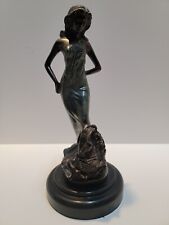 Beautiful Vintage Bronze Statue Of Gorgeous Women Wind Blowing Through Her Hair picture