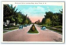 c1920's Boulevard Drive Classic Cars Landscape Sioux Falls South Dakota Postcard picture