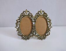 Vintage Victorian Ornate Brass Standing Double Oval Two 2 Picture Frame Metal picture