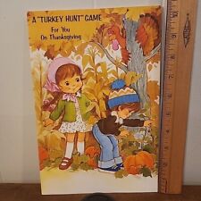 Unused Vintage AMERICAN GREETINGS Thanksgiving A Turkey Hunt Game Greeting Card picture