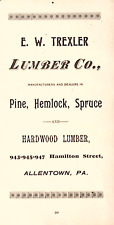 E W Trexler Lumber Co Pine Hemlock Spruce Hardwood Lumber ALLENTOWN PA 1895 AD picture