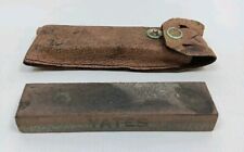 Vintage YATES Knife Sharpening Stone with leather pouch 4