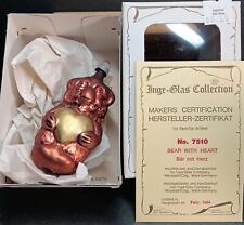 1984 Inge Glas Bear With Heart #7510 Christmas Ornament Mint Box picture