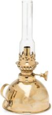 Small Antique-Style Extra-Bright Oil Lamp | Brass Body with Glass Chimney  picture