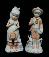 Vintage Peach Elegance Giftcraft Porcelain Figurines Gold Trim Accents  picture