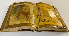Vintage Tabletop LORD’S PRAYER Book Decoration Gold Jesus Picture Christian picture
