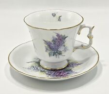 Vintage Fielder Keepsakes Cup & Saucer Lilac Purple Porcelain Gold Trim Teacup picture