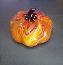 Glass Pumpkin Sculpture Fall Harvest Multicolor 6