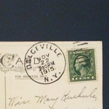 HAND STAMP DUPLEX 1915 DOLGEVILLE, NY PC COVER THANKSGIVING GREETINGS picture