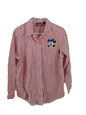 Vtg Disney Mickey Unlimited Jerry Leigh Button Down Shirt Medium Red Striped picture