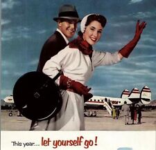 1950s TWA TRANS WORLD AIRLINES THIS YEAR...LET YOURSELF GO MAGAZINE AD 27-39 picture