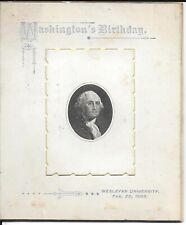 Wesleyan University 1893 Washington’s Birthday Celebration Menu Card picture