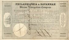 Philadelphia and Savannah Steam Navigation Co. - Stock Certificate - Shipping St picture