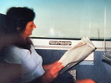 HA Photograph Woman Reading Newspaper Looks Out Window Railroad Train Passenger picture