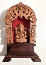 Lord Ganesha Hand Carved Figurine In Wooden Temple India Asian  picture