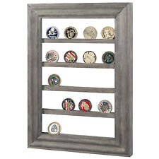 MyGift 5 Tier Wall Mounted Vintage Gray Wood Challenge Coin Display Rack Shelf picture