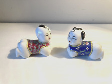 Chinese Oriental Vtg Pair Baby Opium Pillow Figurine Porcelain Chopstick Rest picture