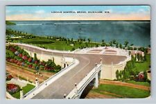 Milwaukee, WI-Wisconsin, Lincoln Memorial Bridge, c1945 Vintage Postcard picture
