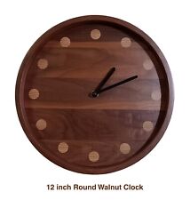 Round Mid Century Walnut Clock US Made picture