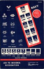 Harvey Postcard Navy Aid Uniform Insignia Recognition Enlisted Officers     1350 picture