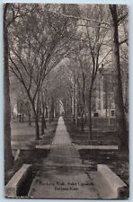 Baldwin Kansas Postcard Long Walk Baker University Exterior 1940 Vintage Antique picture