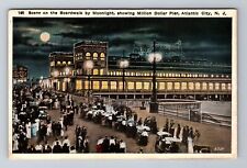 Atlantic City NJ-New Jersey, On The Boardwalk By Night Antique Vintage Postcard picture