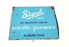 1940s Vintage Sigcol Scientific Glassware Advertising Enamel Sign Board EB277 picture