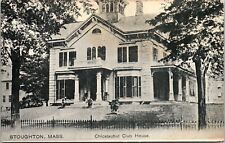 Stoughton Mass Ma Massachusetts Chicataubut Club House Black White Postcard picture