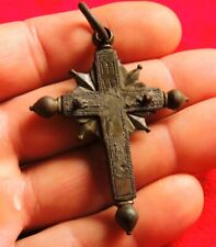 Ancient bronze large cross for the ashes of a saint inside picture