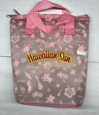 HAWAIIAN SUN Opaque & Pink Zippered Bag Small Gift Tote Handle Beac Hawaii Juice picture