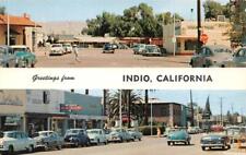 Indio, CA California  HIGHWAY & MILES AVENUE STREET SCENES  50's Cars  Postcard picture
