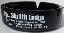 Vintage Ski Lift Lodge Flagstaff Arizona Souvenir Black Glass Ashtray Snow Ski picture