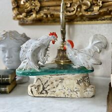 Vintage MCM Mid Century Modern Roosters Porcelain Statue Antique picture